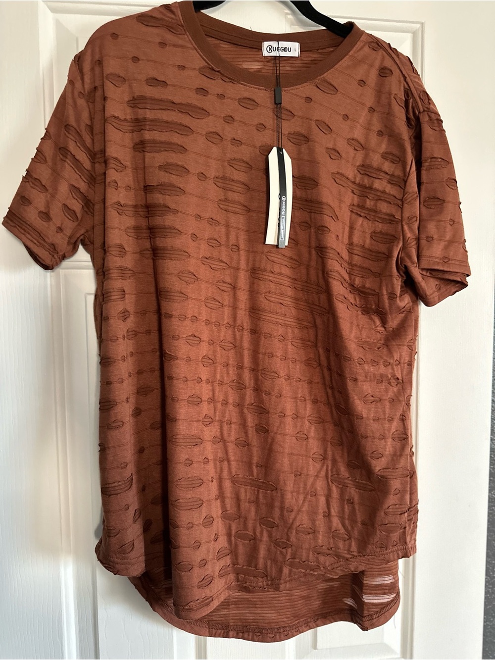 Rugged Textured Rust Short-Sleeve Men’s Shirt